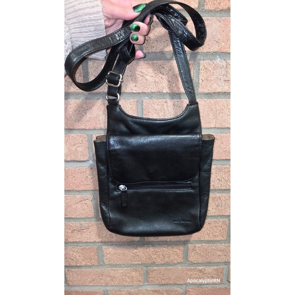 Jack Georges Green Crossbody Bag Pebbled Leather Organizer Messenger